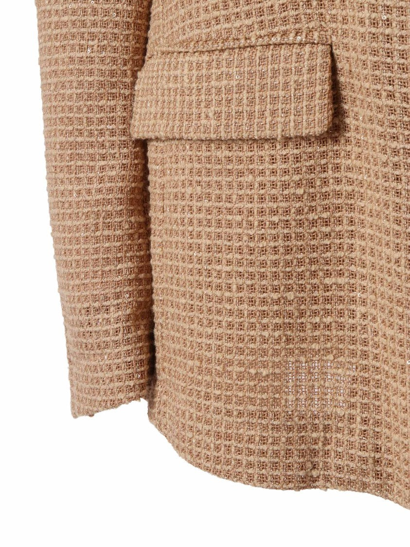 Fabiana Filippi Brown Oversized Sequined Mesh Jacket