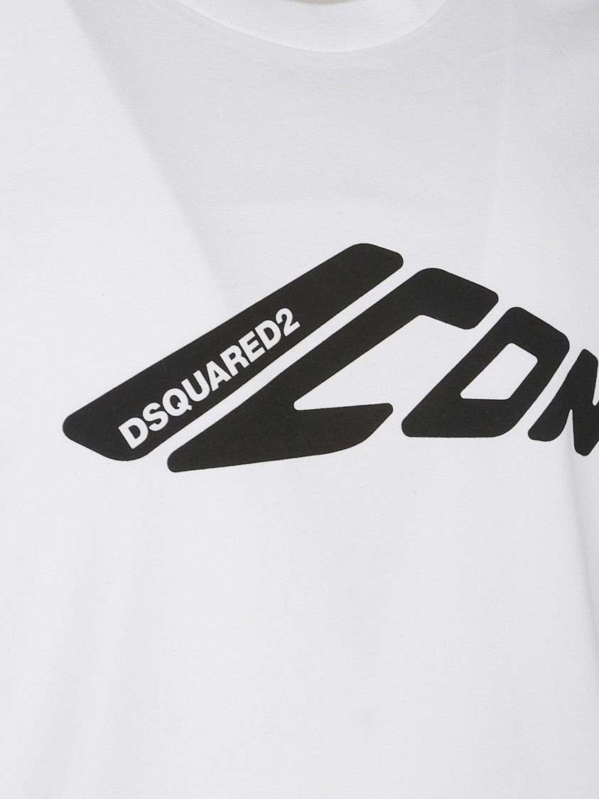 Dsquared2 White Cotton T-Shirt With Bold Graphic Logo