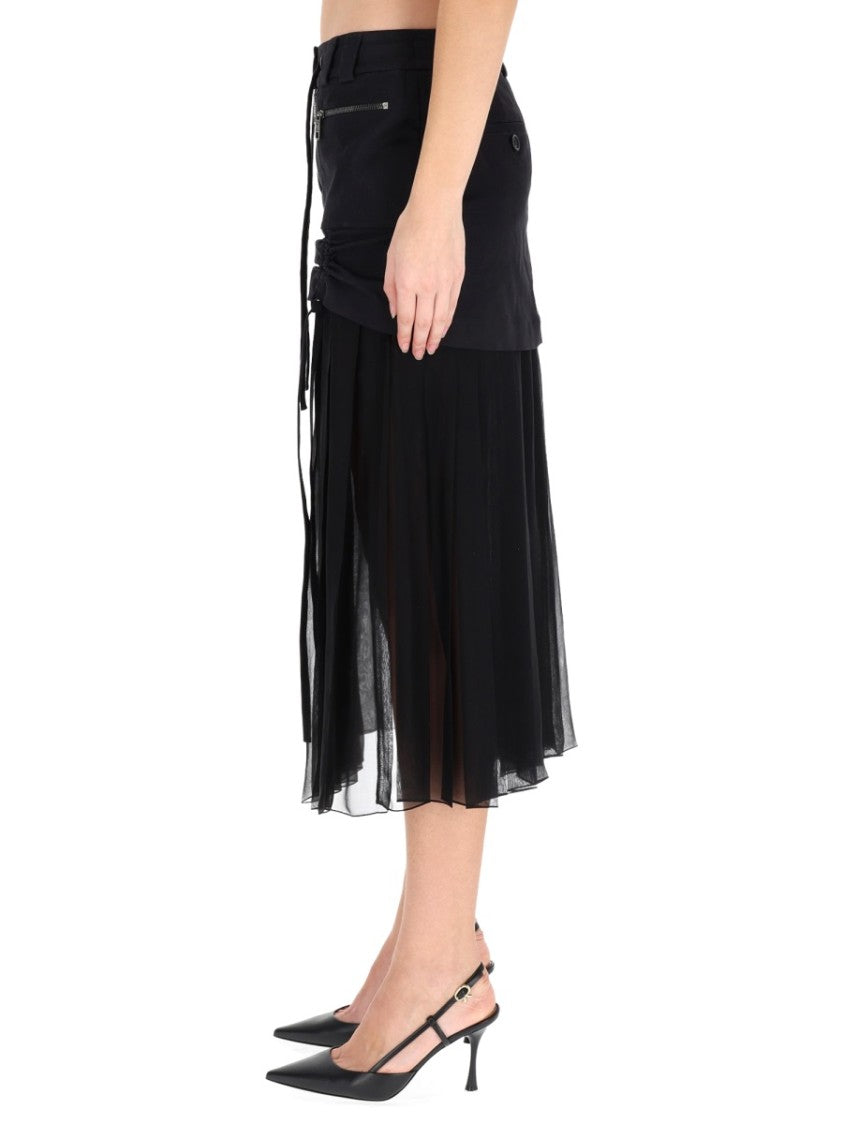 Dolce & Gabbana Black Relaxed Silk Midi Skirt