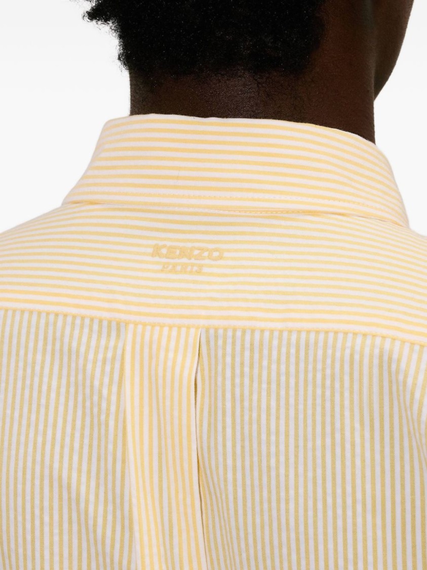 Kenzo Yellow Striped Casual Embroidered Shirt