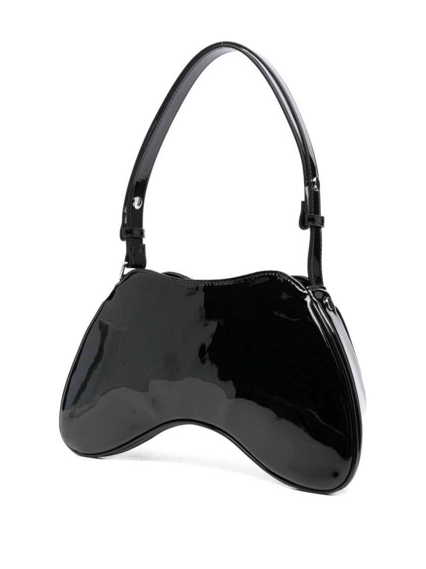 Diesel Nero Structured Shoulder Bag With Glossy Finish
