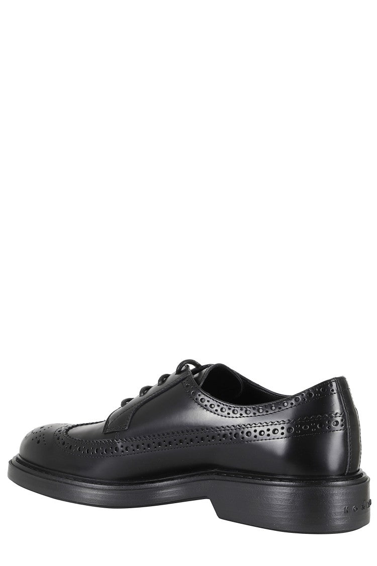 Hogan Black H704 Perforations Laced Leather Derby Shoes