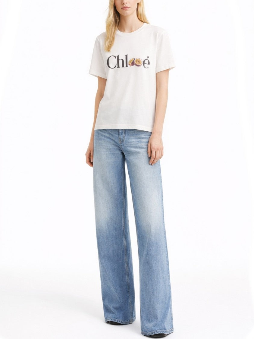 Chloé Baby Fit Cropped Logo Cotton T-Shirt
