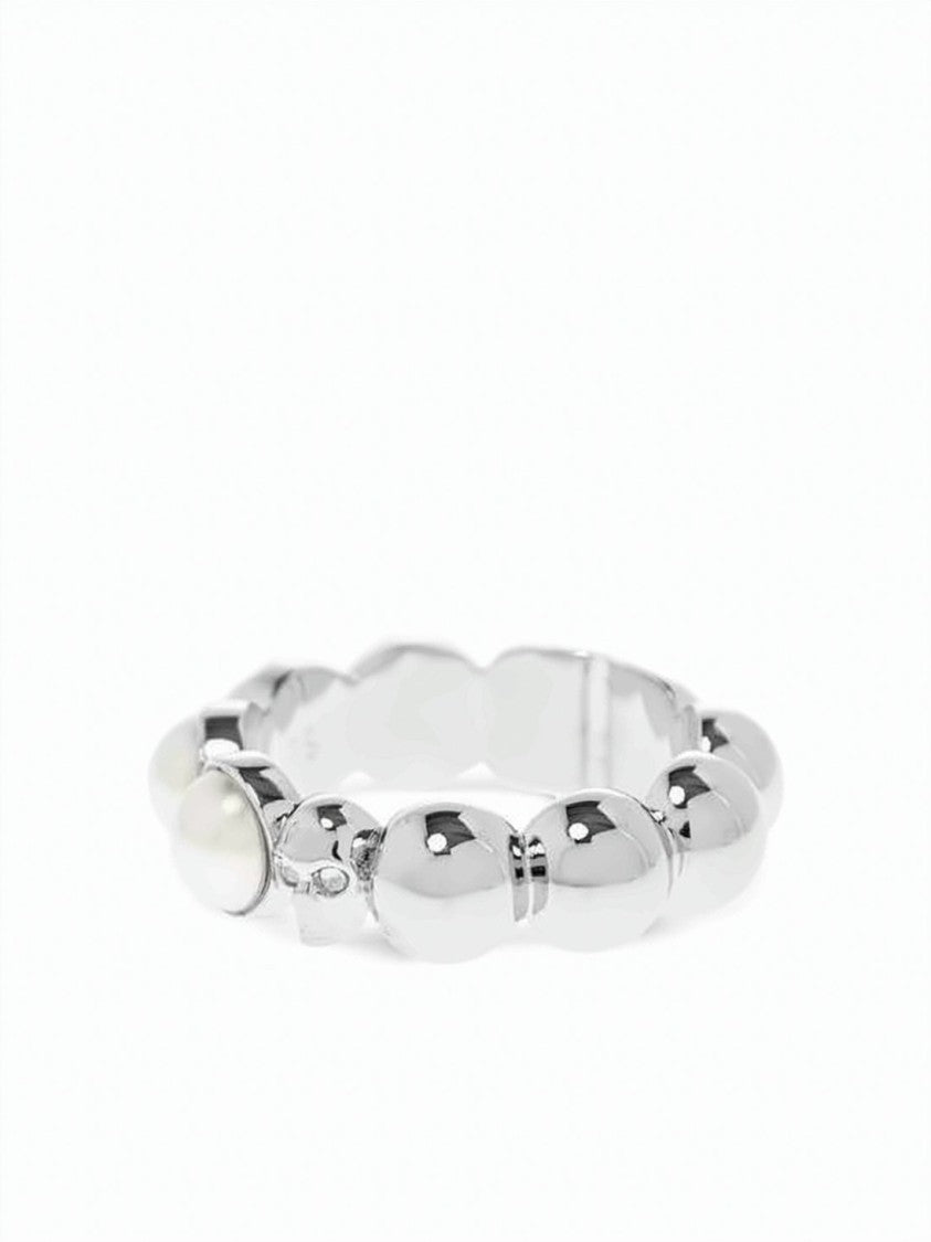 Alexander Mcqueen Polished Brass Ring With Bead Segments