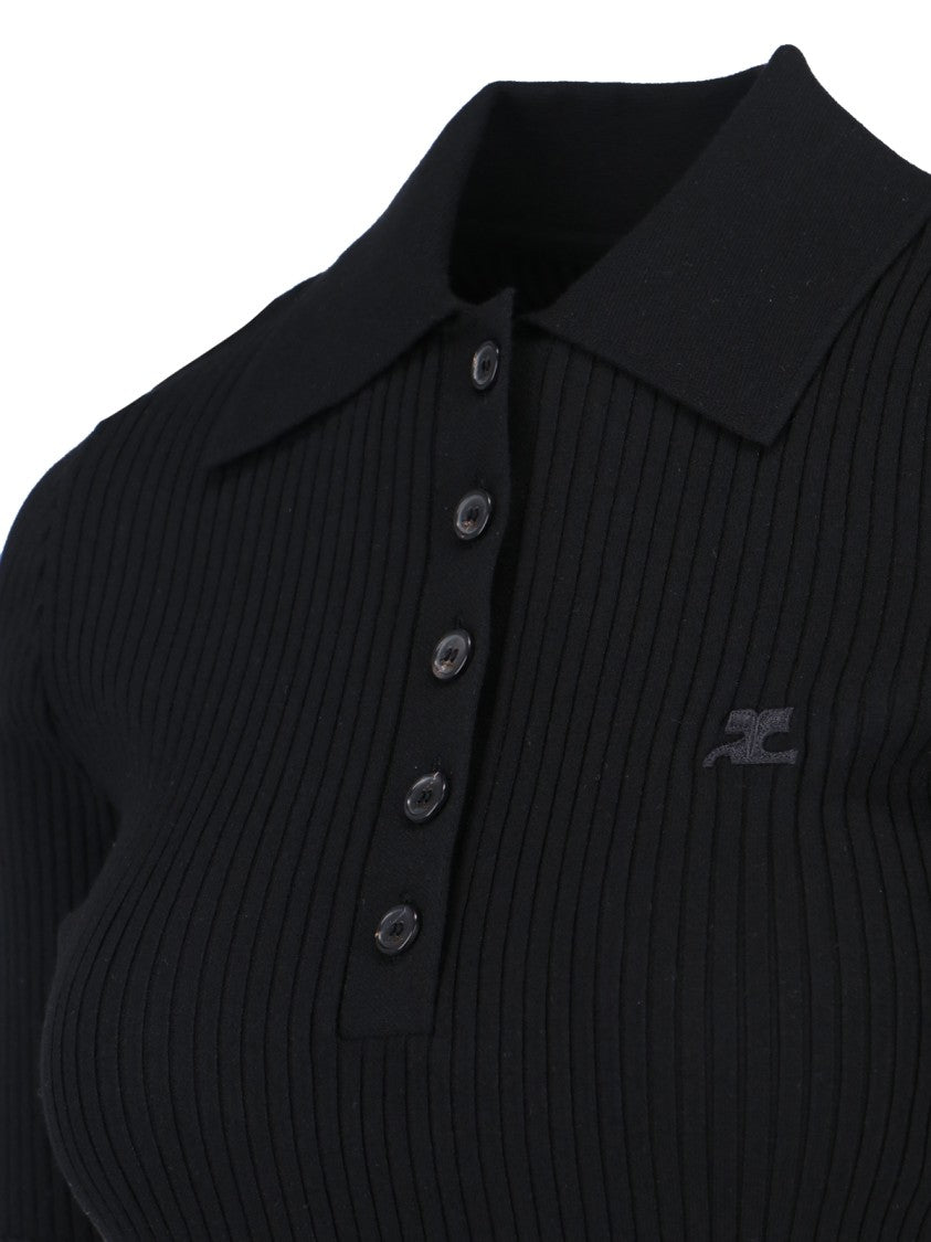 Courrèges Knit Polo Shirt – Black