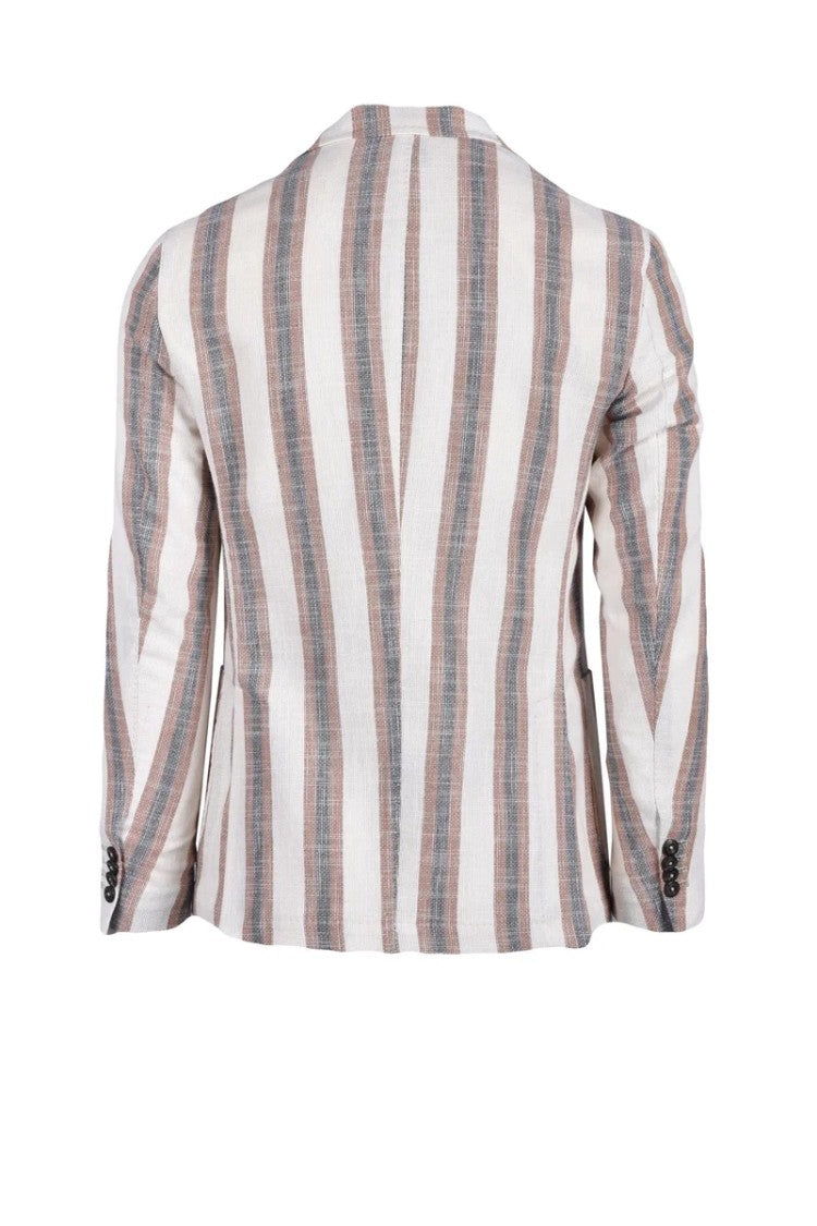 Laboratori Italiani White And Blue Vertical Striped Jacket