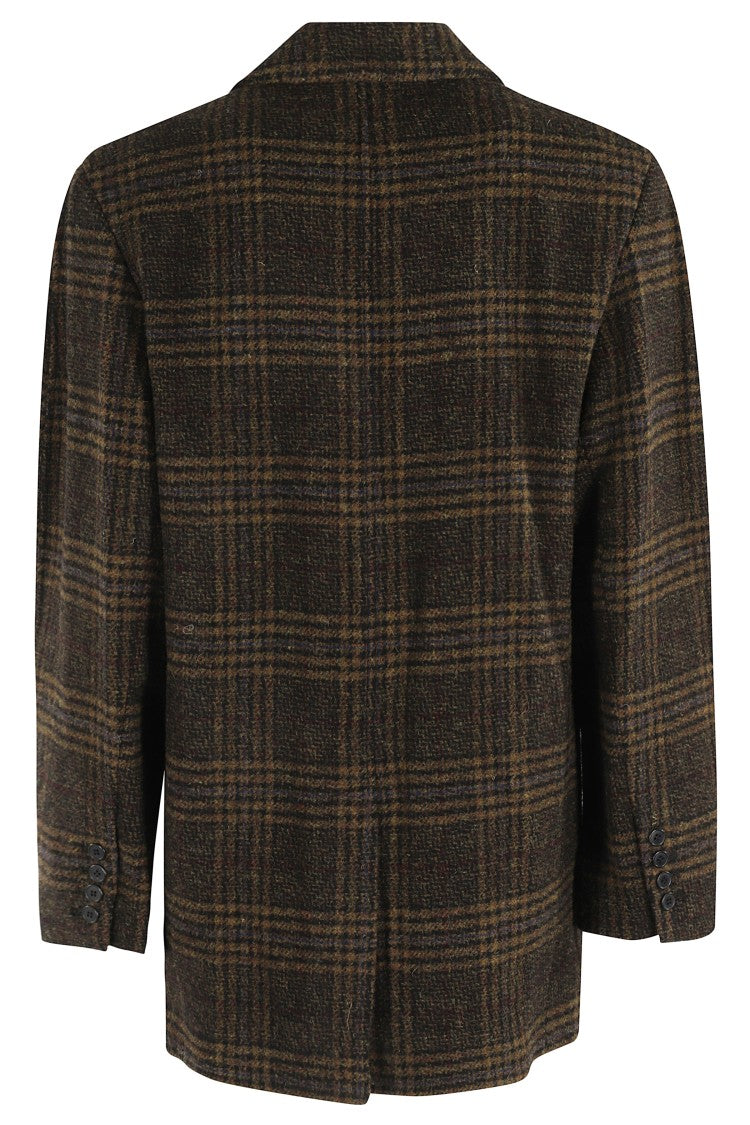 Isabel Marant Étoile Gesina Gb Tailored Plaid Coat In Khaki Virgin Wool