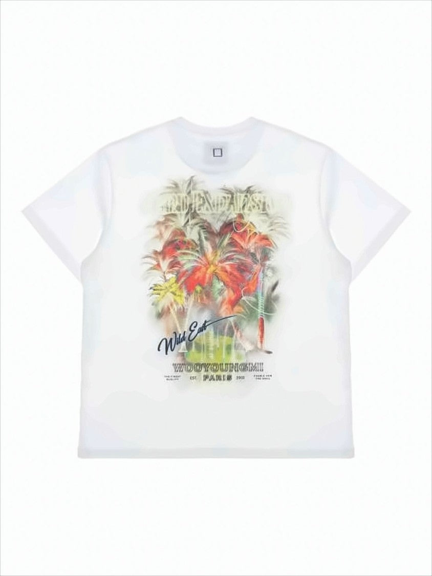 Wooyoungmi Boxy-Fit Printed T-Shirt With Tropical Graphic
