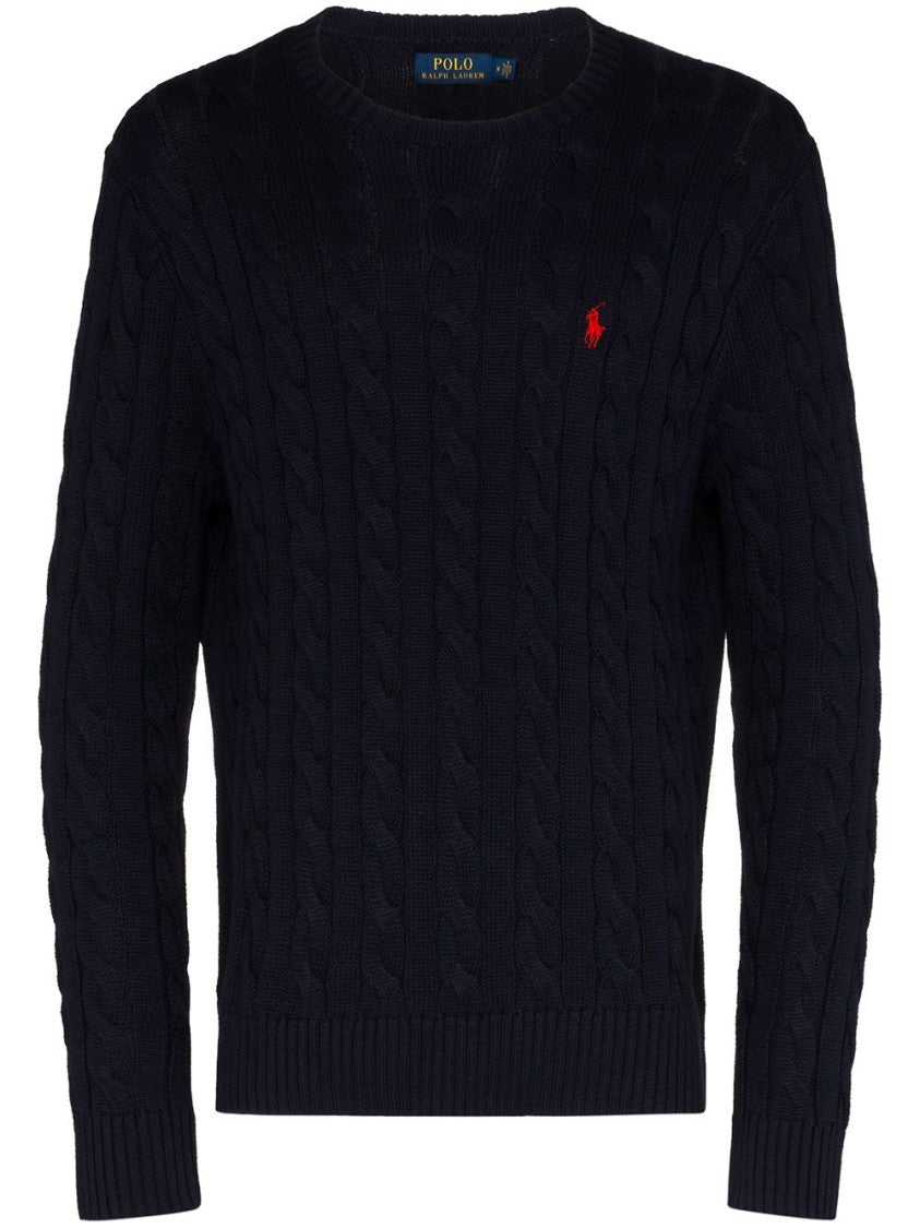 Polo Ralph Lauren Classic Cable Knit Black Sweater