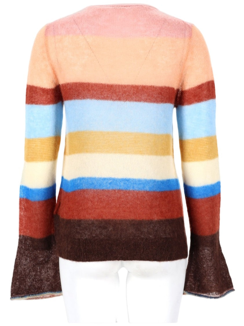 Paul Smith Horizontal Striped Knit Sweater With Flared Sleeves