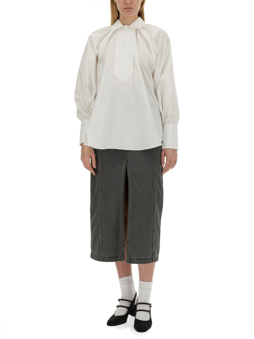 Patou Relaxed Fit Cotton Blouse With High Neck