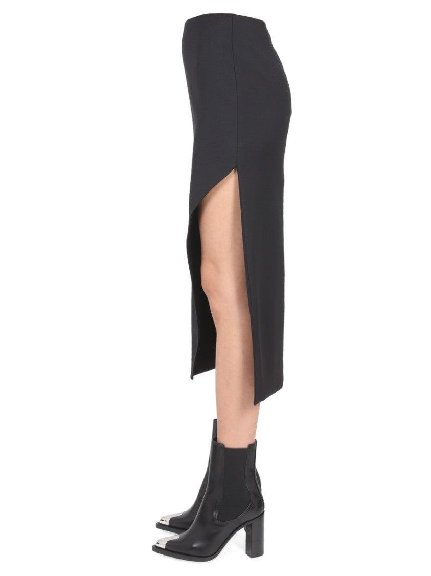 Alexander Mcqueen Midi Skirt With Bold Side Slit