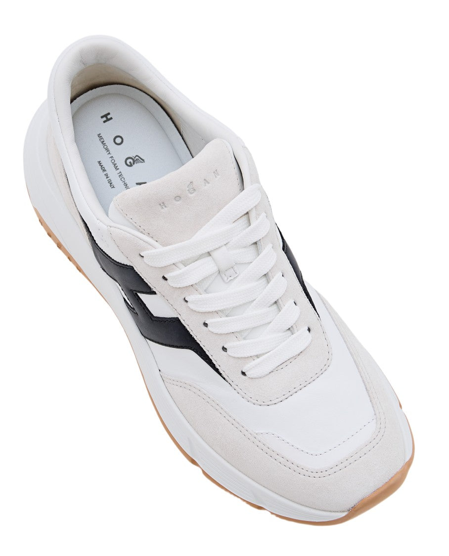 Hogan Leather Lace-Up Sneakers With Suede Accents And Bold Logo Detail