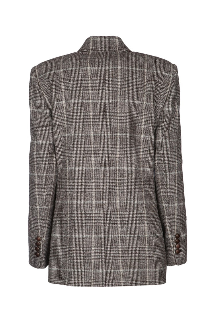 Brunello Cucinelli Double-Breasted Plaid Jacket With Notched Lapel