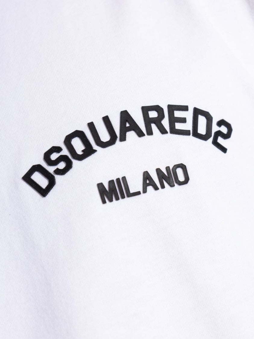 Dsquared2 White Cotton T-Shirt With Logo Print