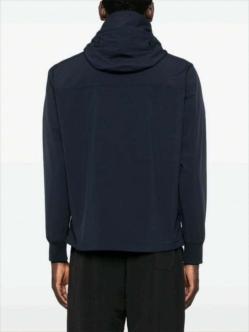 C.P. Company Minimalist Blue Zip-Up Jacket With Hood