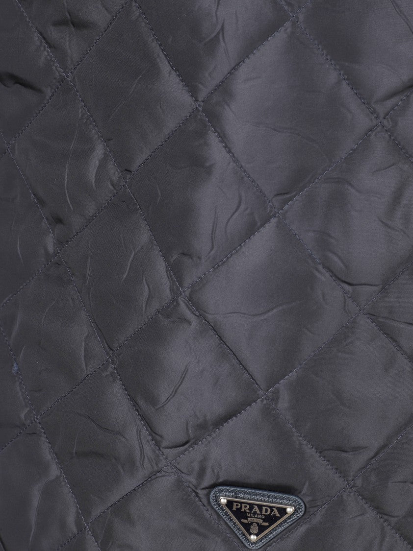 Prada Quilted Grey Skirt With Structured Silhouette