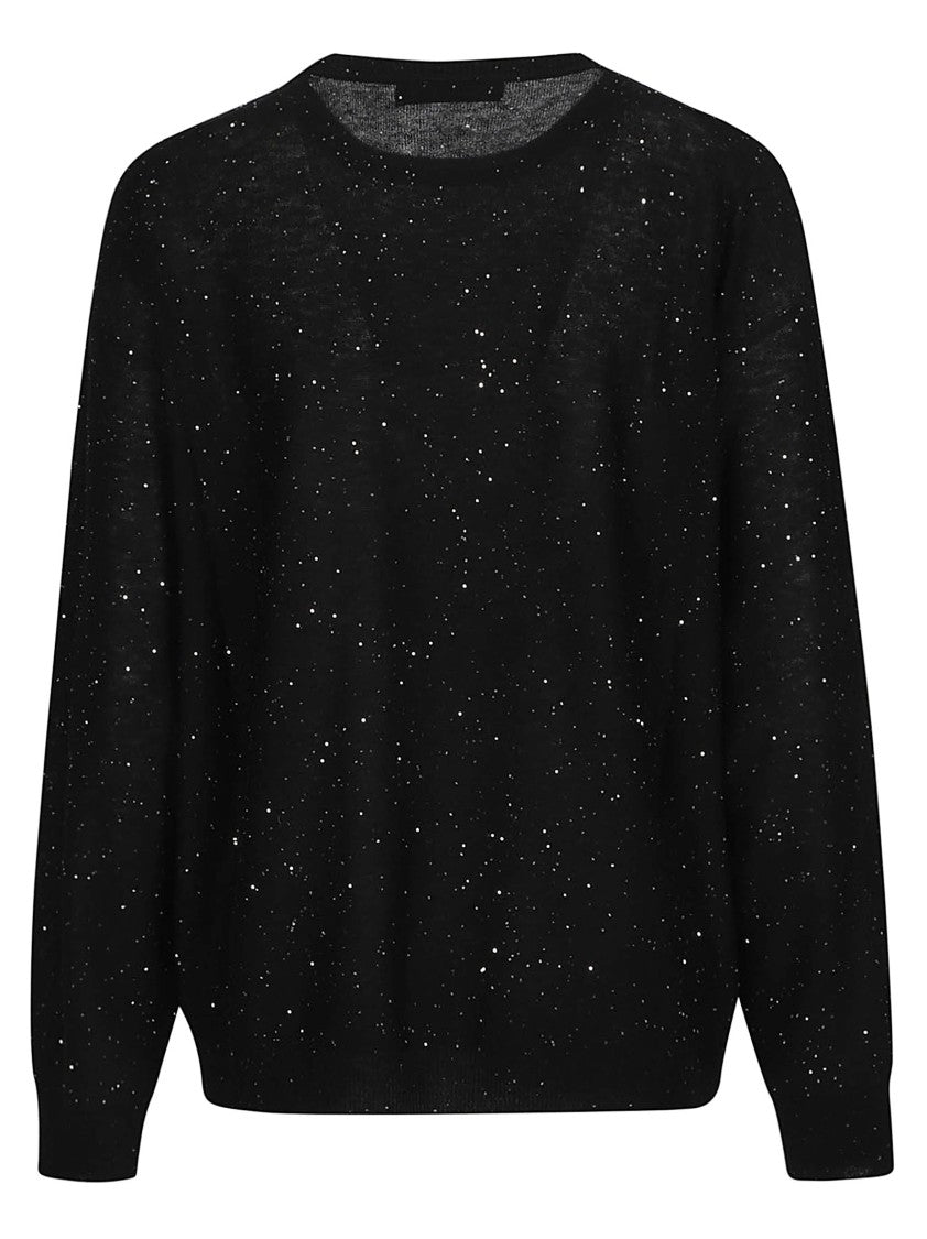 Fabiana Filippi Round Neck Speckled Virgin Wool-Blend Sweater