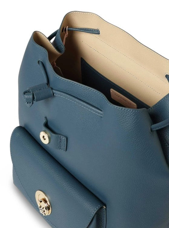 Coccinelle Textured Leather Backpack With Gold-Tone Details