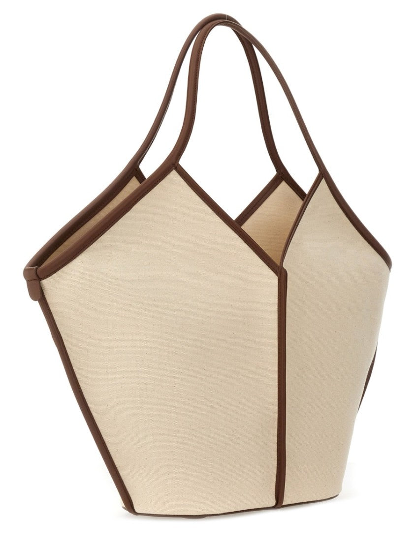 Hereu Neutrals Calella Geometric Cotton Tote Bag