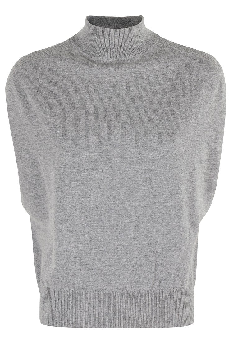 Semi Couture Half Neck Sleeveless Sweater In Verity Vest Pattern