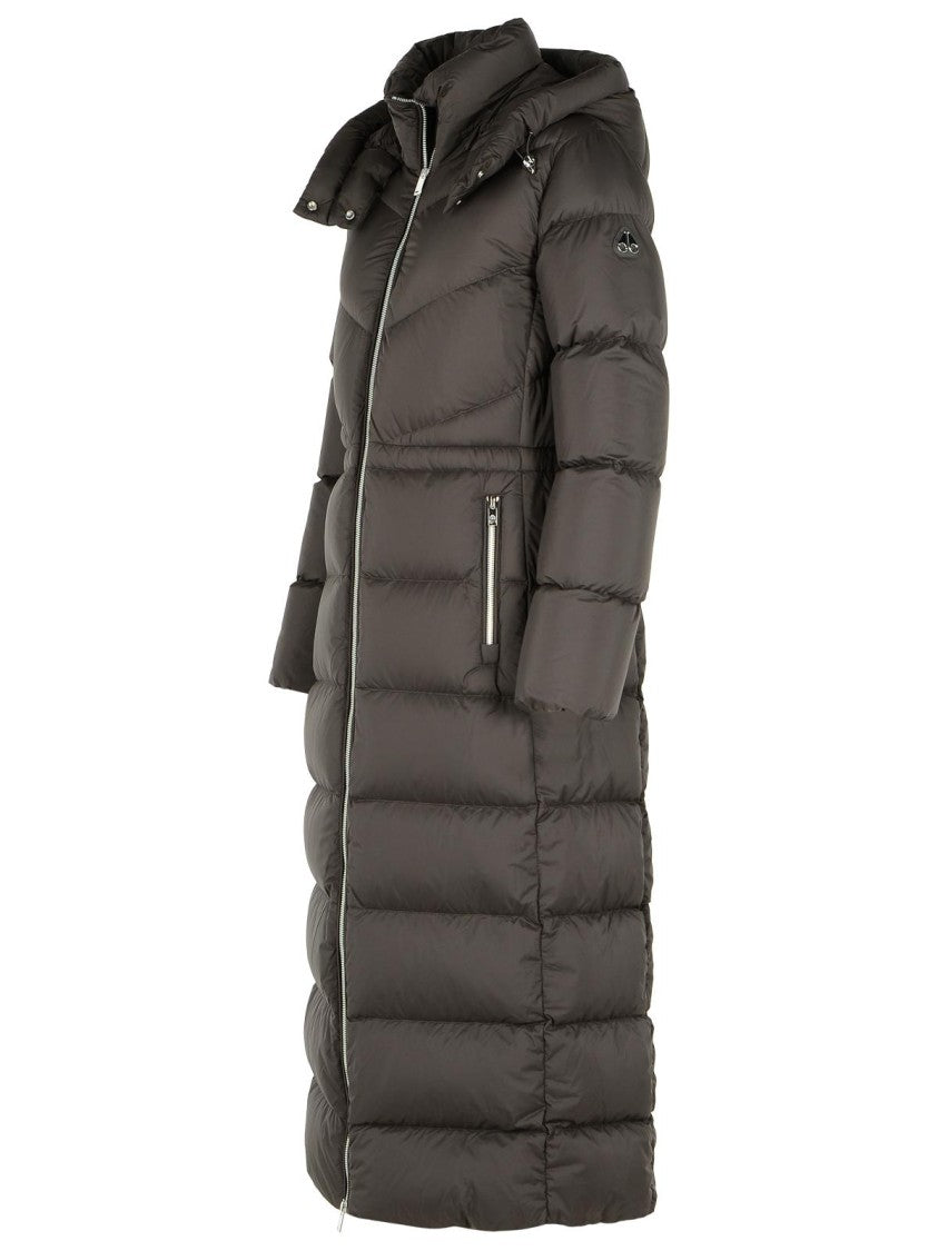 Moose Knuckles 'Belle' Long Brown Nylon Down Jacket