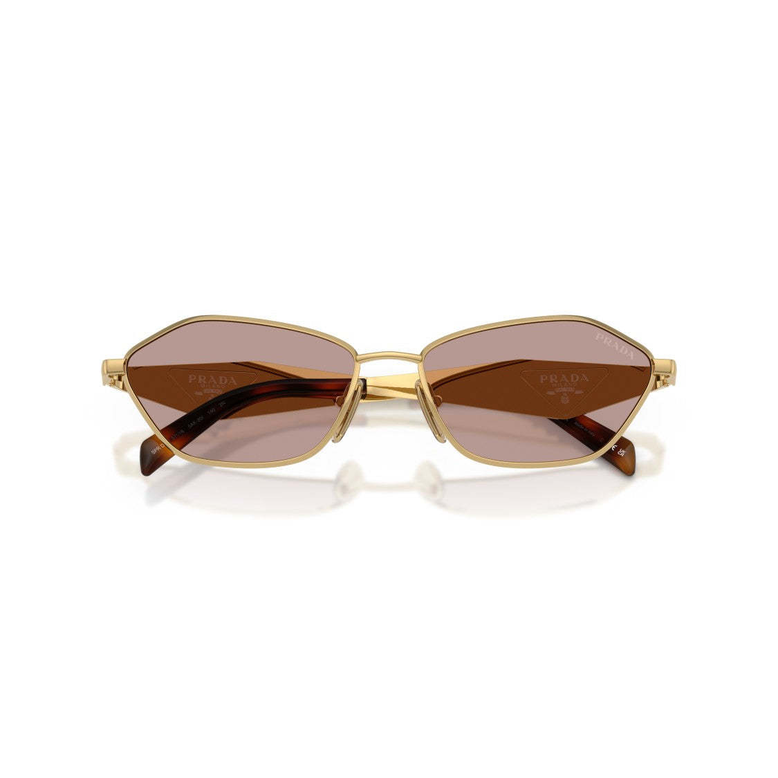 Prada Angular Geometric Frame Sunglasses With Tortoiseshell Temples