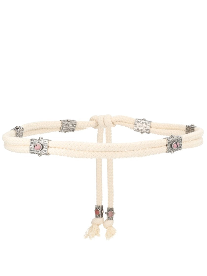 Isabel Marant Natural Braided Rope Stone Accents Belt