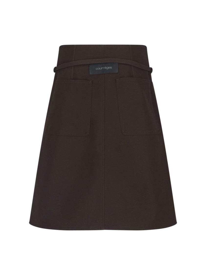 Courrèges Brown A-Line High Waist Shorts