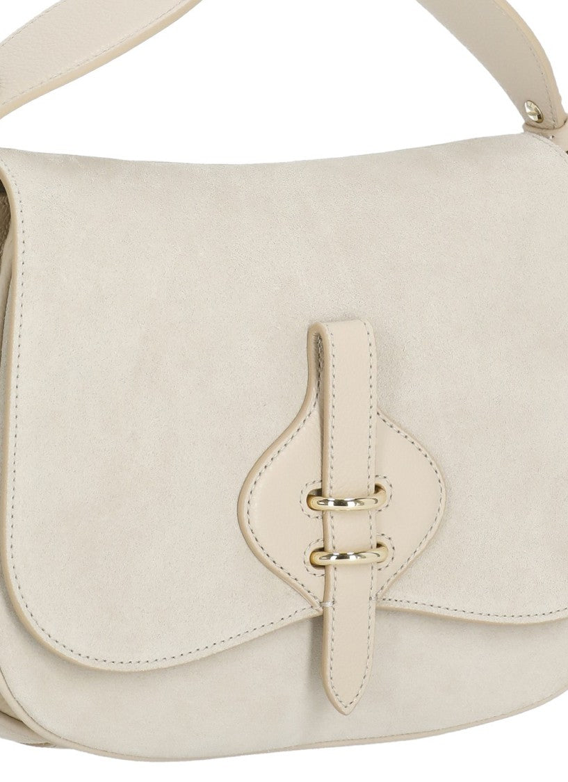 Coccinelle Medium Suede Leather Shoulder Bag With Gold-Tone Details