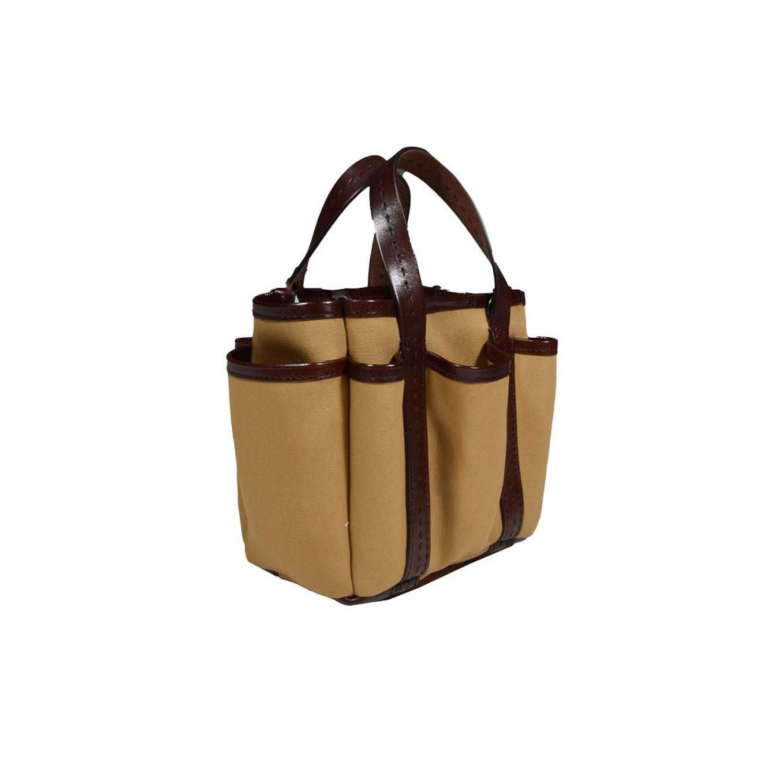 Max Mara Leather Cotton Canvas Giardiniera Mini Handbag