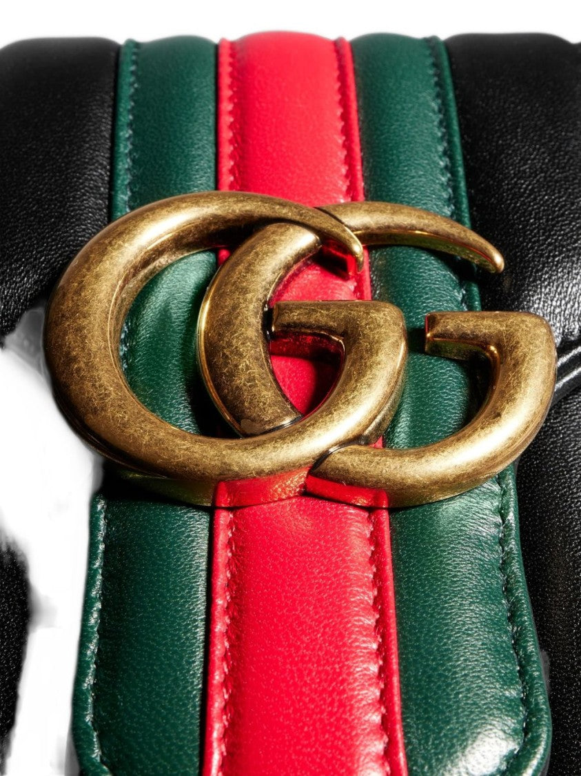 Gucci Black Quilted Lambskin Gold Logo Shoulder Bag