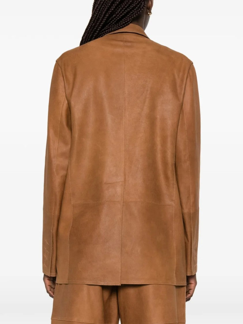 Tela Brown Golde Tailored Structured Polyester Jacket