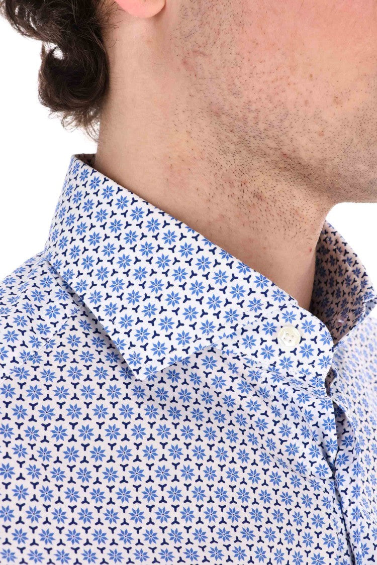 Barba Micro Pattern Cotton Shirt Line Dandylife