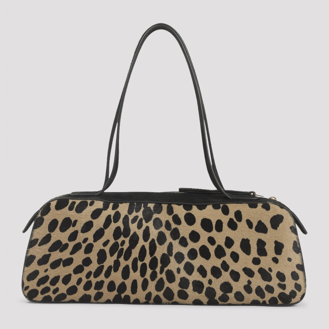 Khaite Nude Leather Shoulder Bag With Leopard Print Accents