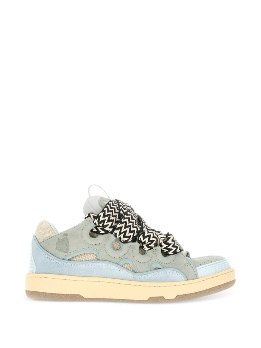 Lanvin Low-Top Sneakers With Mesh Cutouts And Zigzag Laces