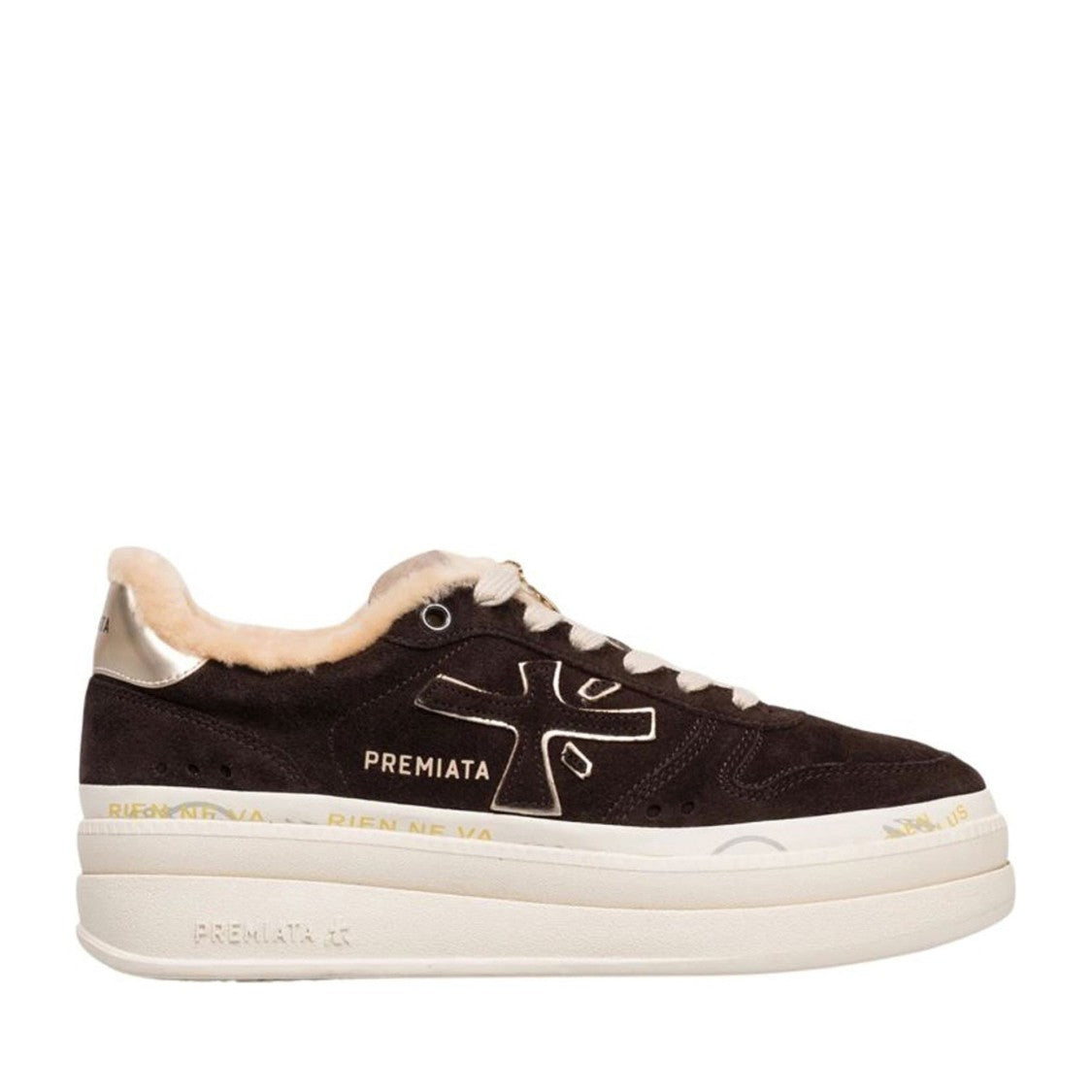 Premiata Brown Micol Suede Wool-Lined Sneakers