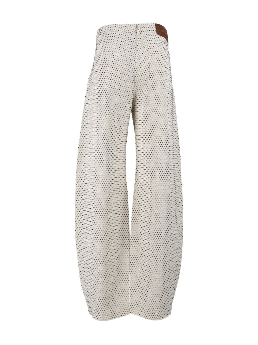 Elisabetta Franchi High-Waisted Dot Pattern Wide-Leg Pants