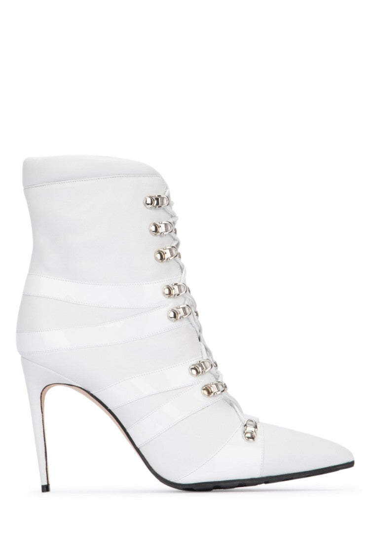 Manolo Blahnik Pointed Toe Ankle Boots With Lace-Up Front