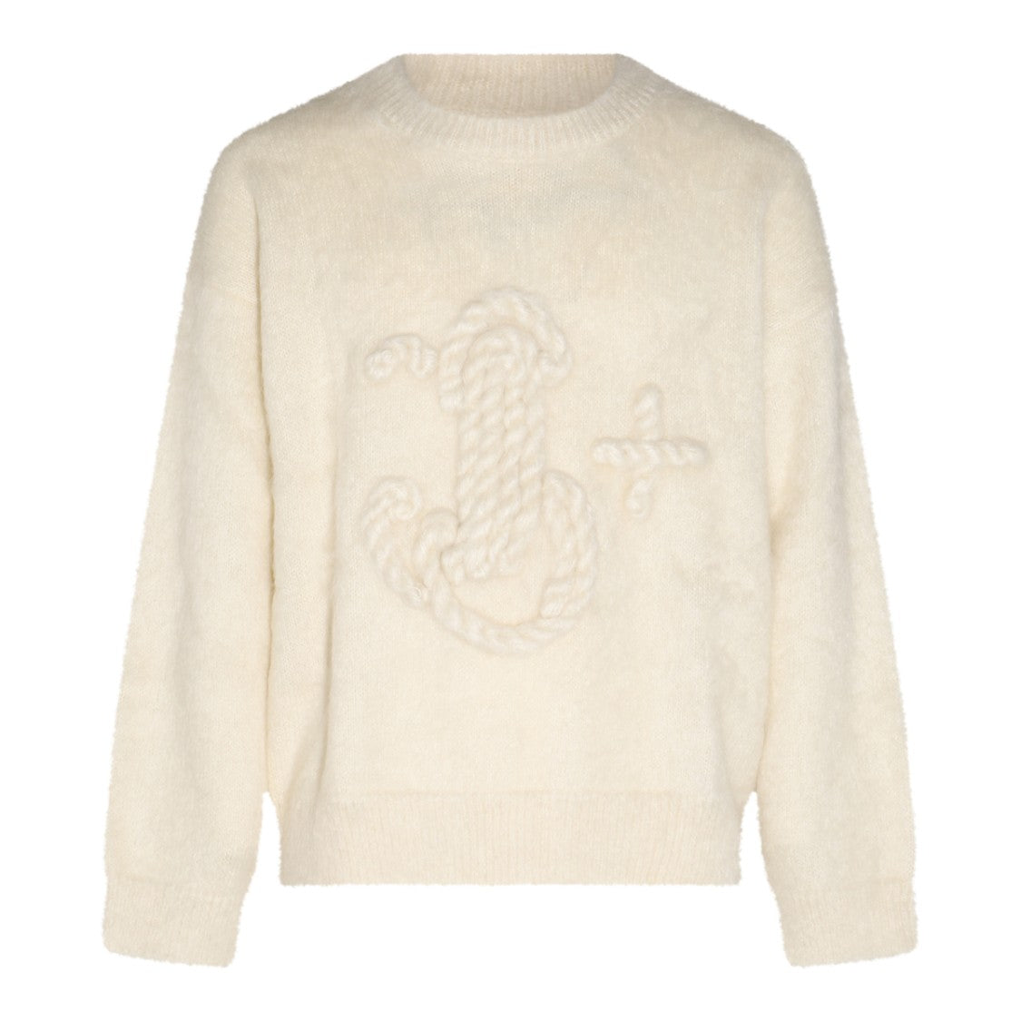 Jil Sander Eggshell Mohair Blend Sweater With Embroidered Motif