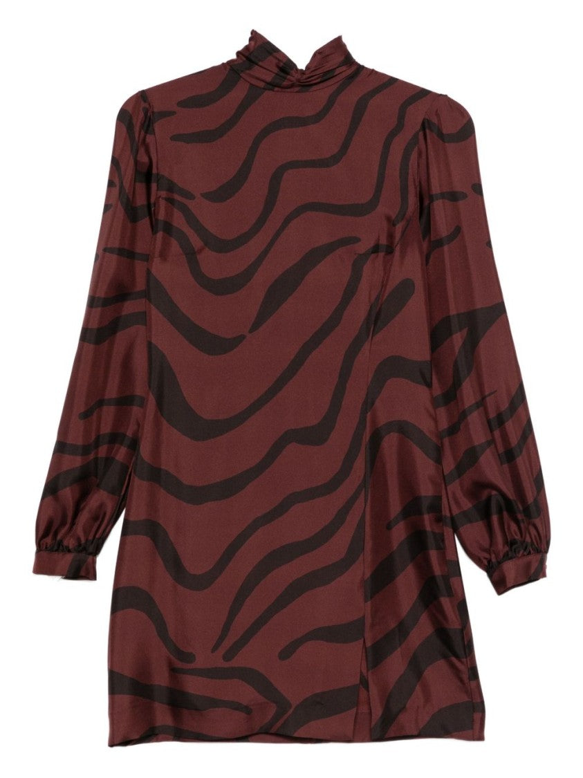 Raquel Diniz Silk Midi Dress With Abstract Stripes