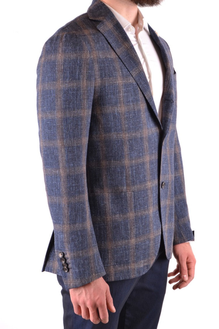 Lardini Checkered Textured Blazer With Classic Fit