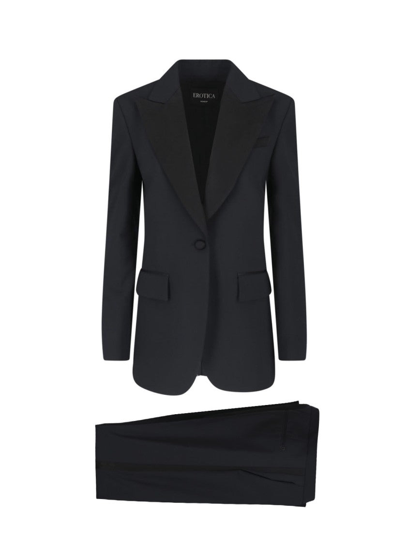 Dondup Black Virgin Wool-Blend Double Breasted Suit