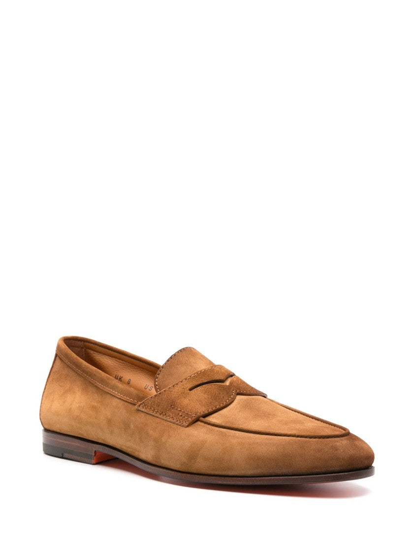 Santoni Cow Leather Loafers With Refined Stitch Detail