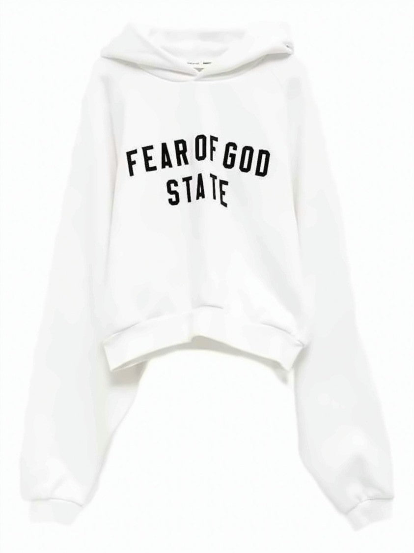 Fear Of God Cropped Hoodie With Bold Chest Print