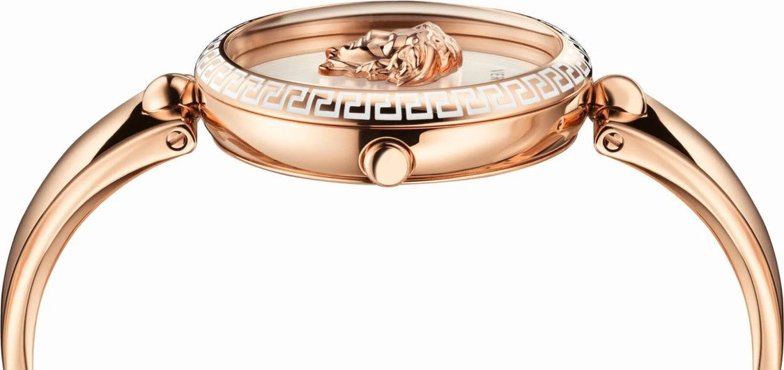 Versace Palazzo Empire Quartz Watch With Medusa Motif And Semi-Bangle Bracelet