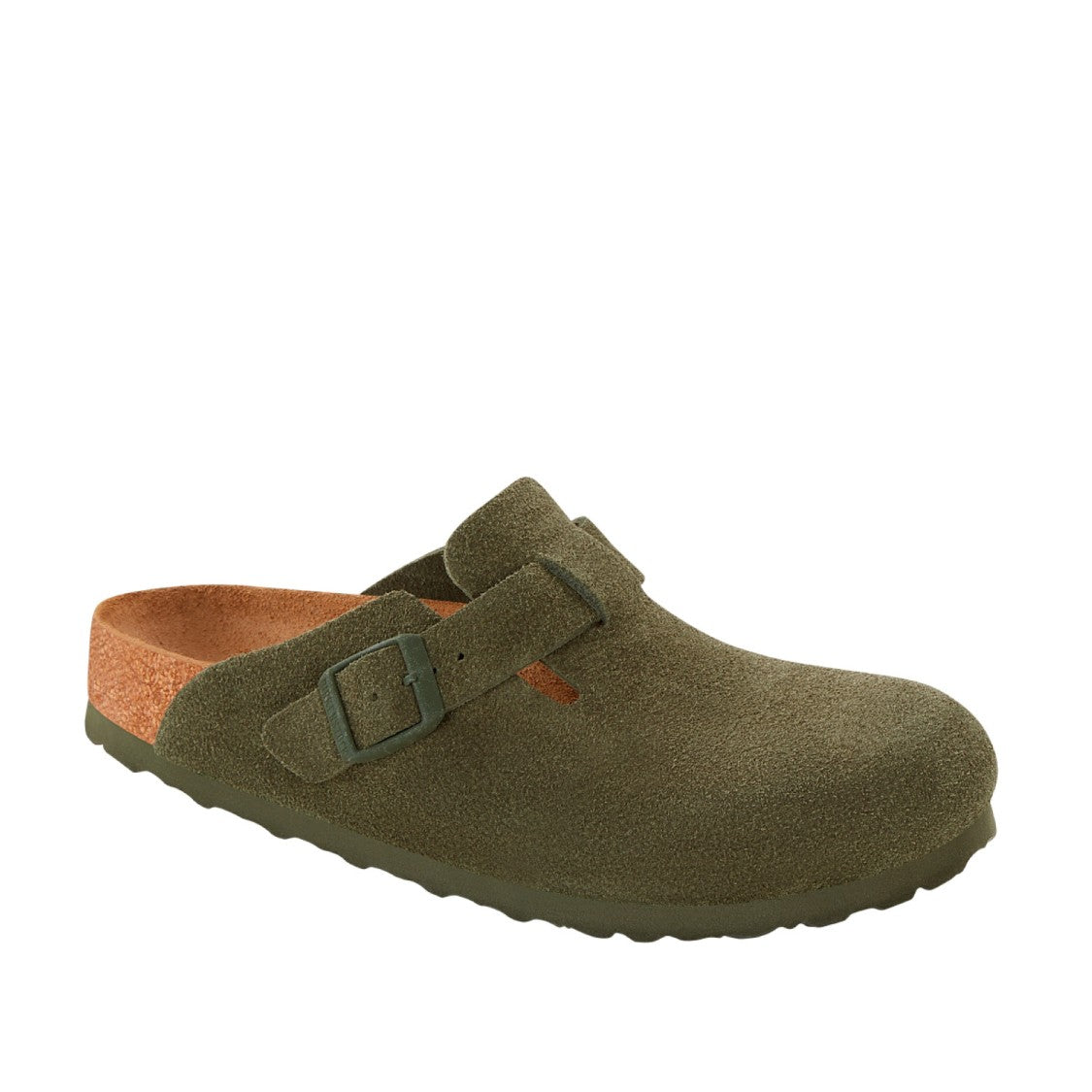 Birkenstock Boston Sabot In Thyme Green Suede