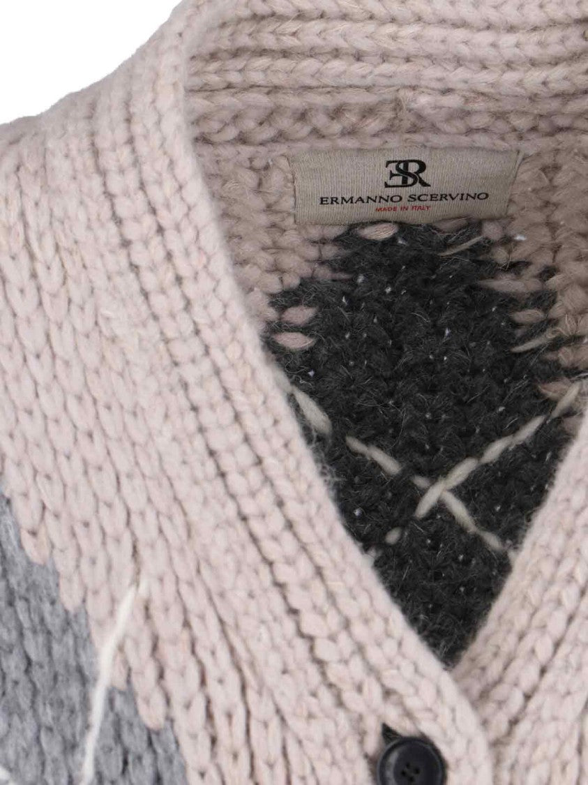 Ermanno Scervino Argyle Knit Cardigan – Beige