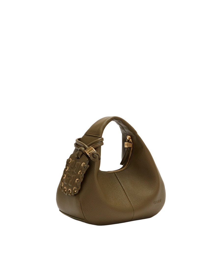 Ganni Military Olive Mini Hobo Polyurethane Bag