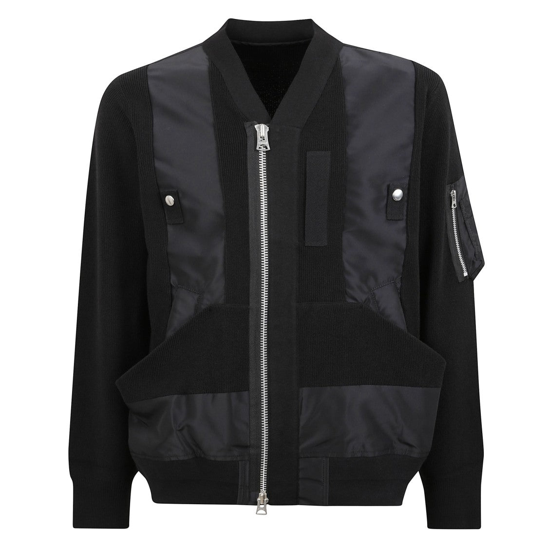 Sacai Ribbed Technical Jacket With Mixed Fabrics